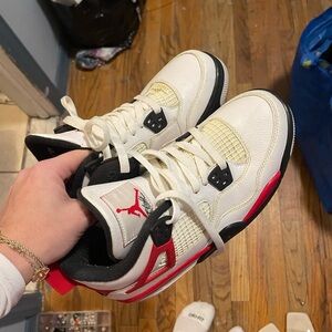 White and Red Air Jordan Sneakers